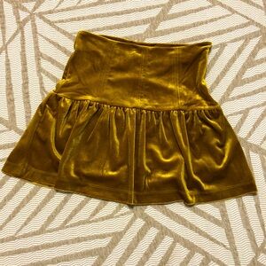 FOREVER 21 Gold Velour flare mini skirt
